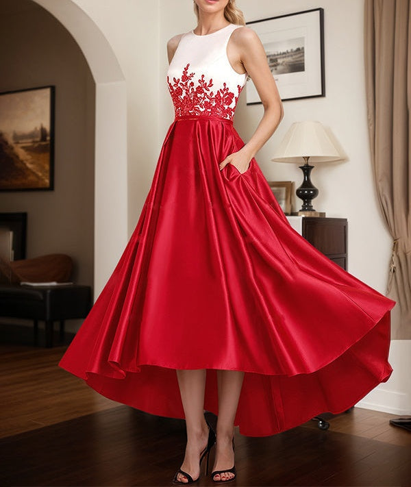 Two Tone Satin And Lace Applique Mother Of The Bride Dresses With Jacket