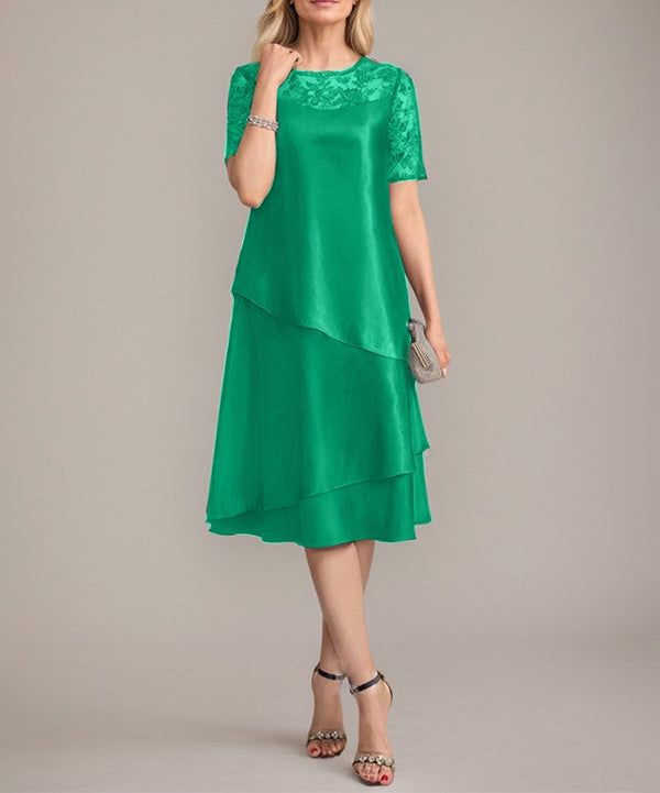A-Line Scoop Knee-Length Mother of the Bride Dress With Applique & Sequins