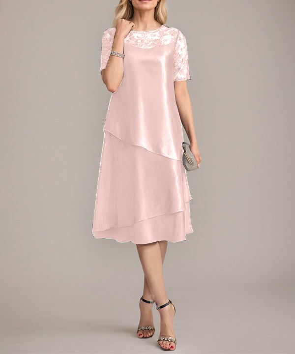 A-Line Scoop Knee-Length Mother of the Bride Dress With Applique & Sequins