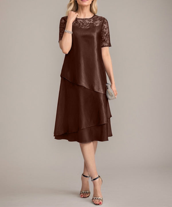 A-Line Scoop Knee-Length Mother of the Bride Dress With Applique & Sequins