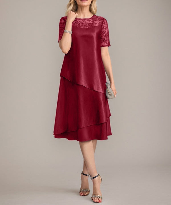 A-Line Scoop Knee-Length Mother of the Bride Dress With Applique & Sequins