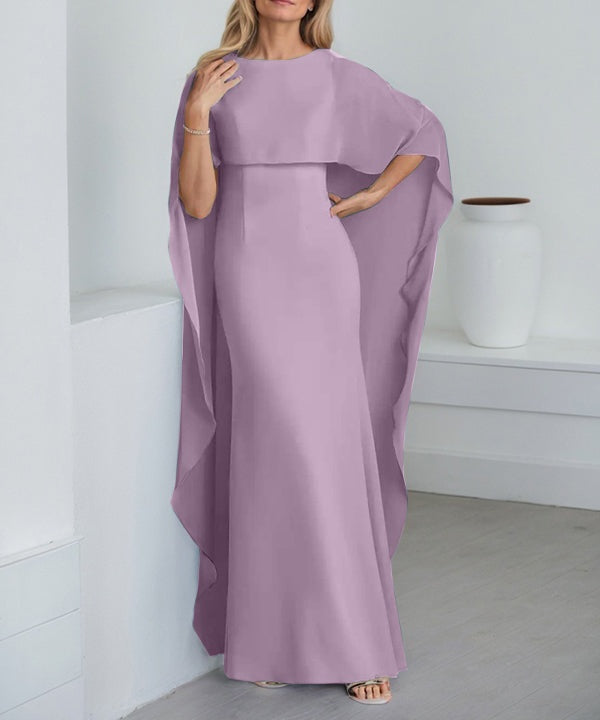 Sheath Scoop Floor-Length Chiffon Mother of the Bride Dress With Cascading Ruffles
