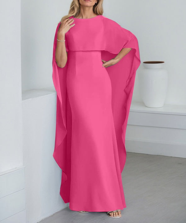 Sheath Scoop Floor-Length Chiffon Mother of the Bride Dress With Cascading Ruffles