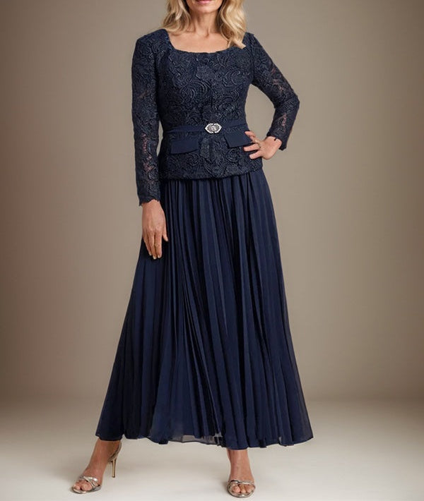 A-line Square Ankle-Length Chiffon Mother of the Bride Dress With Pleated