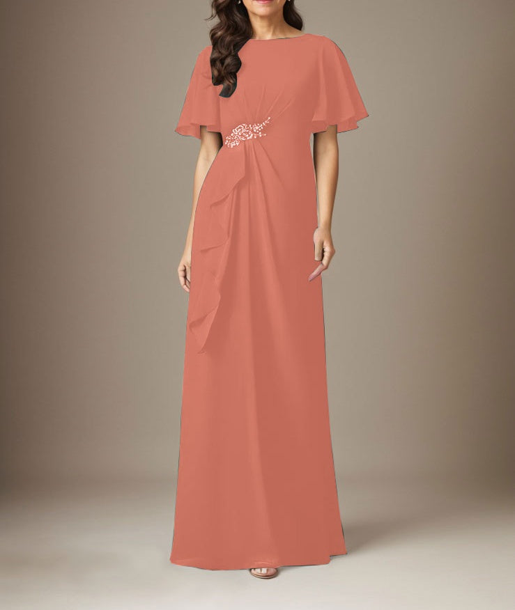 Dark Navy Sheath Beaded Chiffon Dress