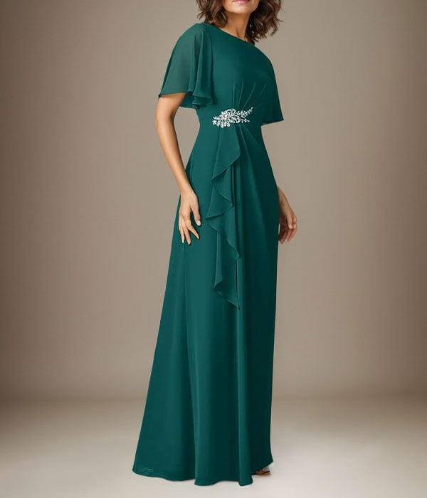 Dark Navy Sheath Beaded Chiffon Dress