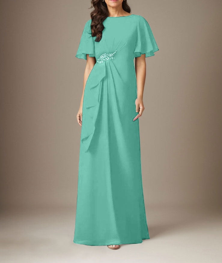 Dark Navy Sheath Beaded Chiffon Dress