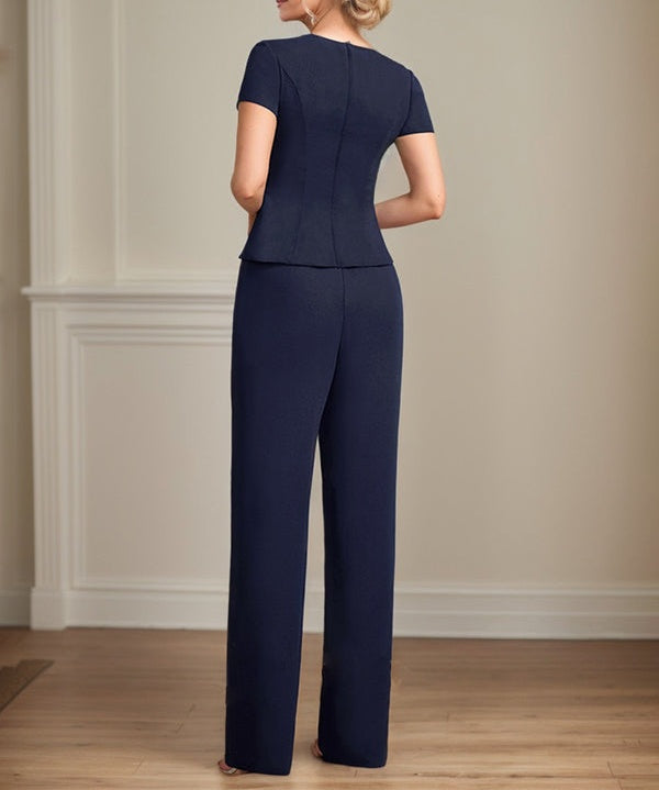 Separates Jumpsuit/Pantsuit V-Neck Floor-Length Chiffon Mother of the Bride Dress