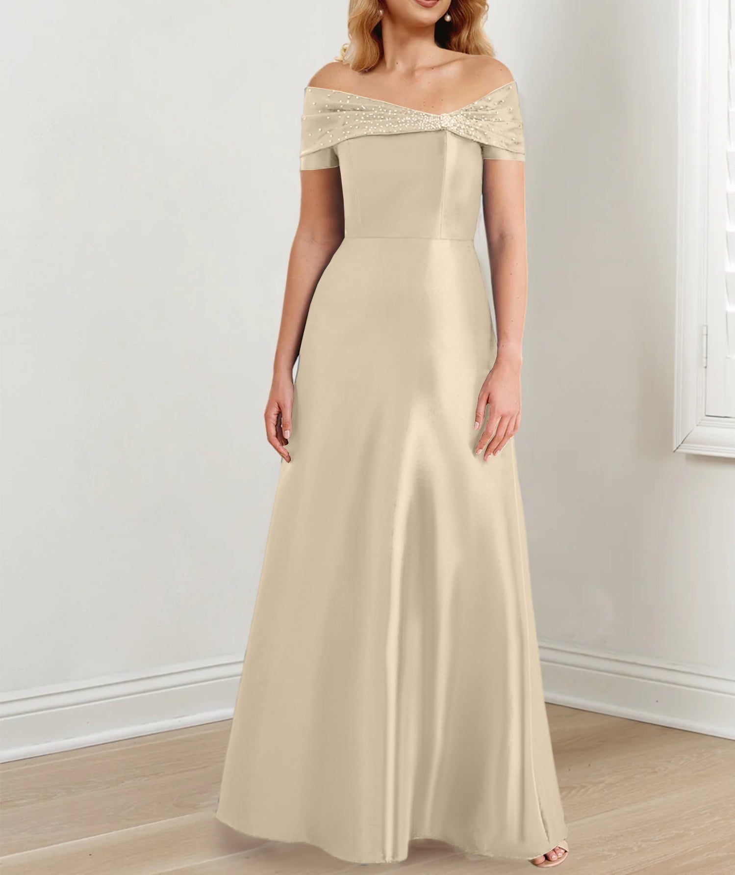 A-Line/Princess Off-the-Shoulder Floor-Length Mother of the Bride Dresses