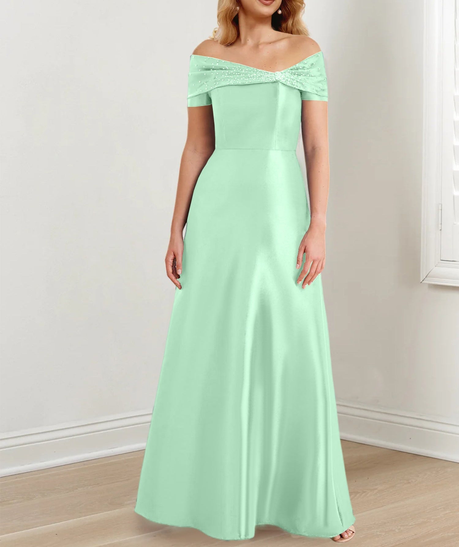 A-Line/Princess Off-the-Shoulder Floor-Length Mother of the Bride Dresses