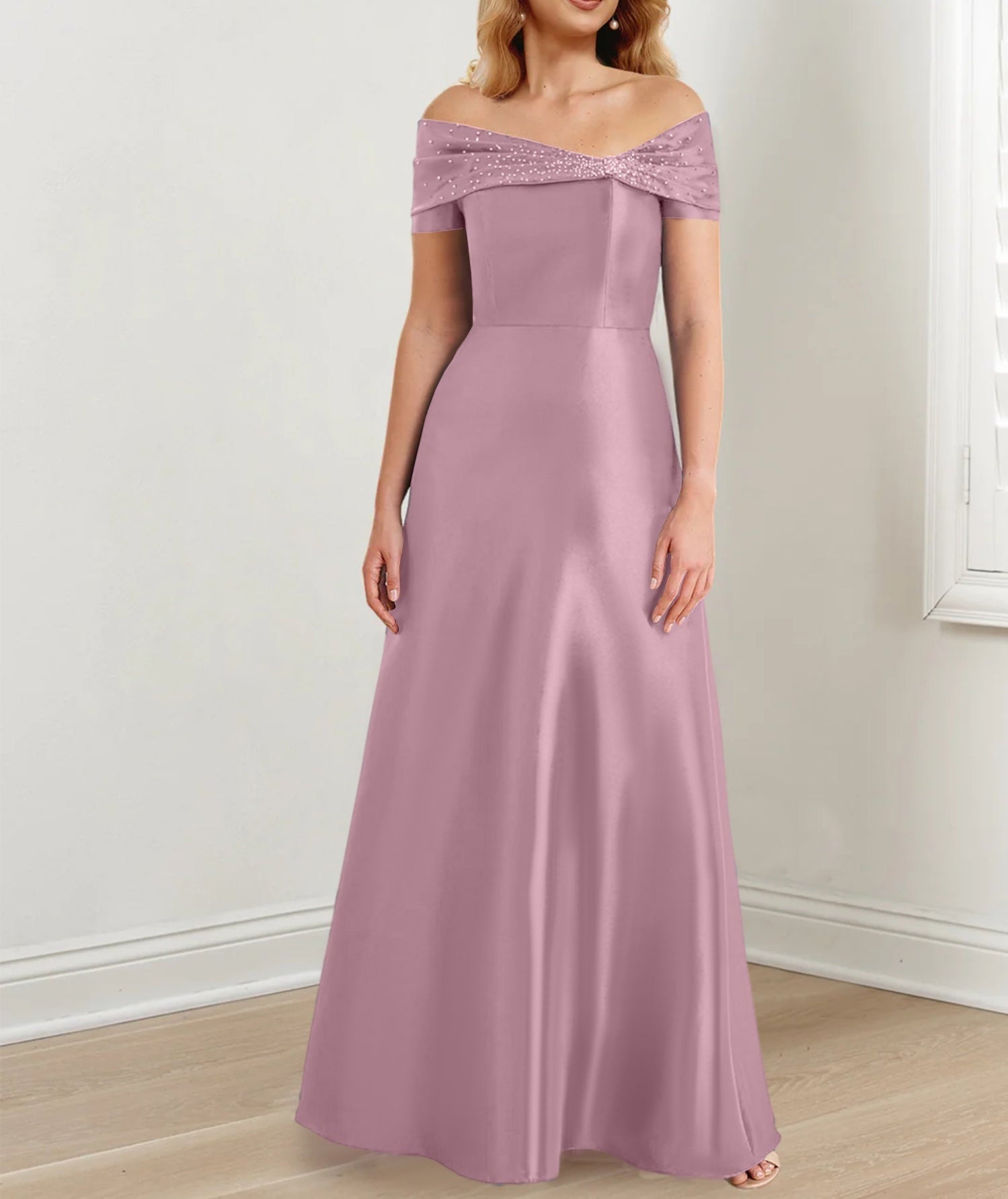 A-Line/Princess Off-the-Shoulder Floor-Length Mother of the Bride Dresses