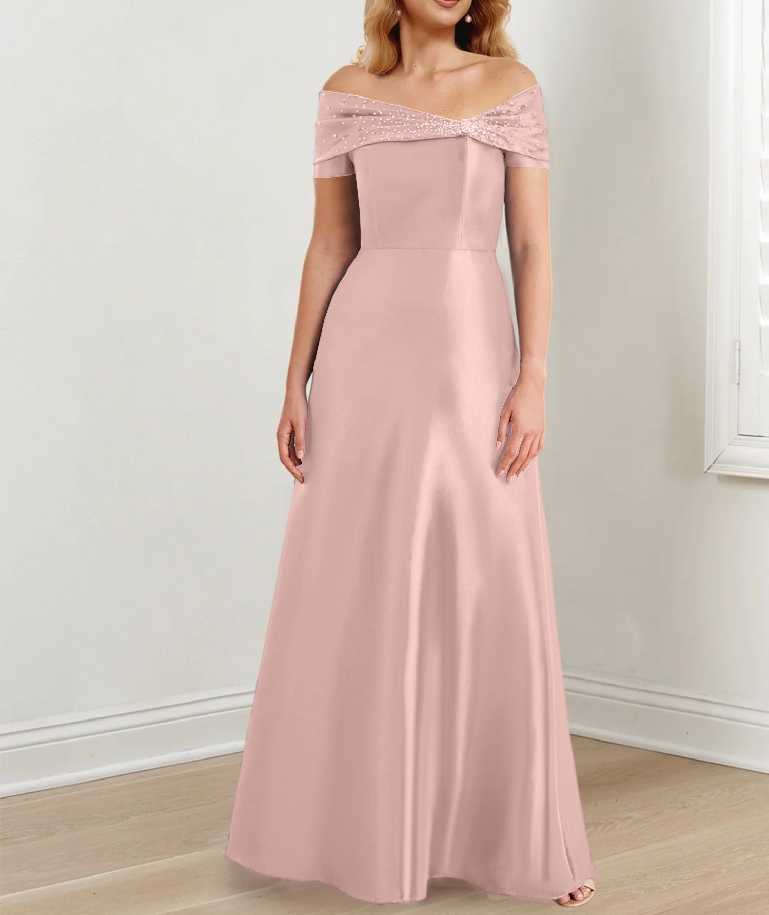 A-Line/Princess Off-the-Shoulder Floor-Length Mother of the Bride Dresses