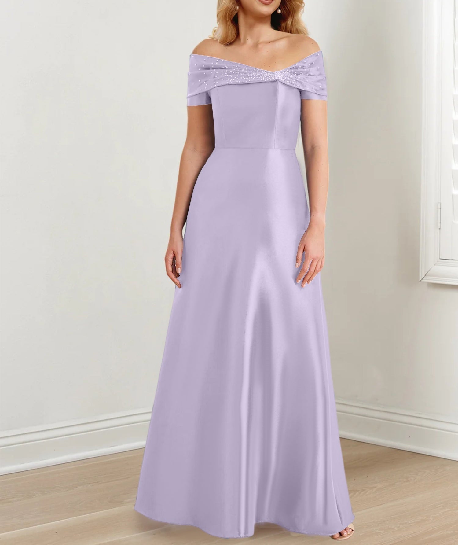 A-Line/Princess Off-the-Shoulder Floor-Length Mother of the Bride Dresses