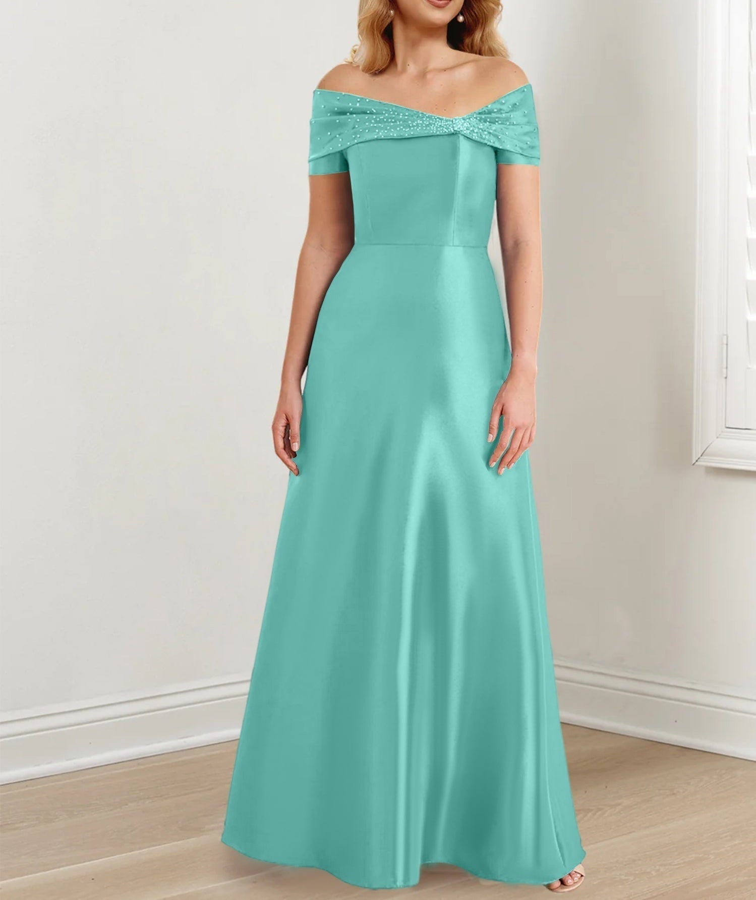 A-Line/Princess Off-the-Shoulder Floor-Length Mother of the Bride Dresses