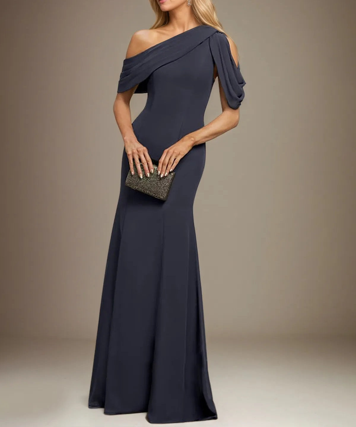 Trumpet/Mermaid One Shoulder Floor-Length Chiffon Dress With Pleated
