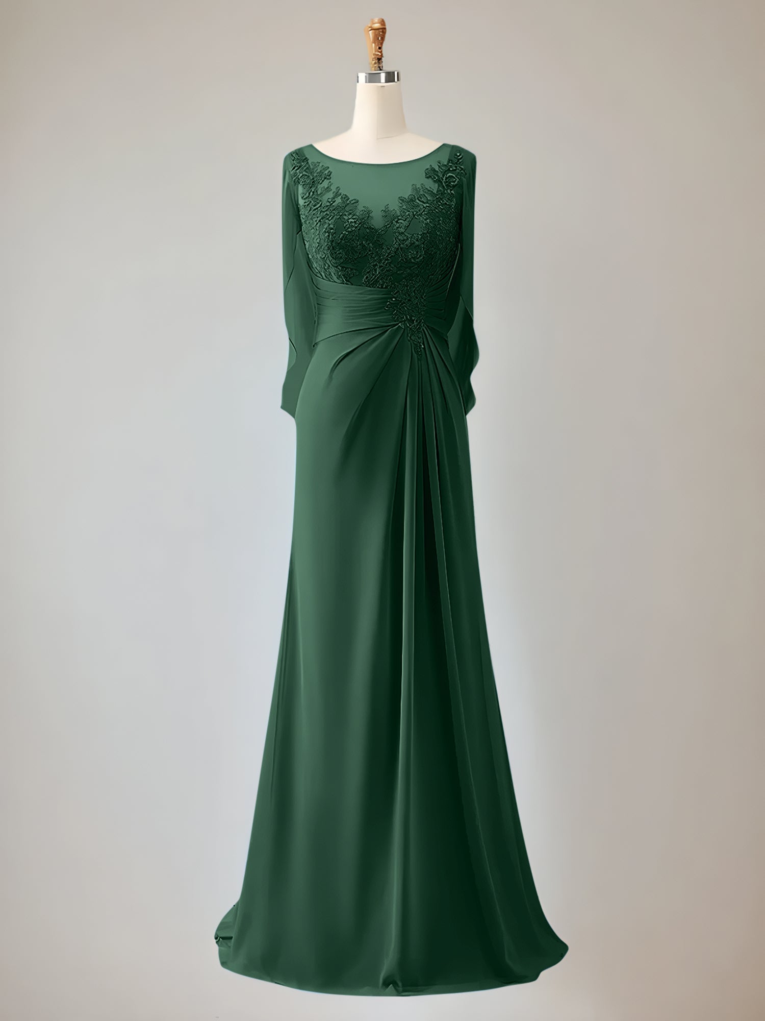 Trumpet/Mermaid Scoop Neck 1/2 Sleeve Chiffon Mother of the Bride Dress With Beadings