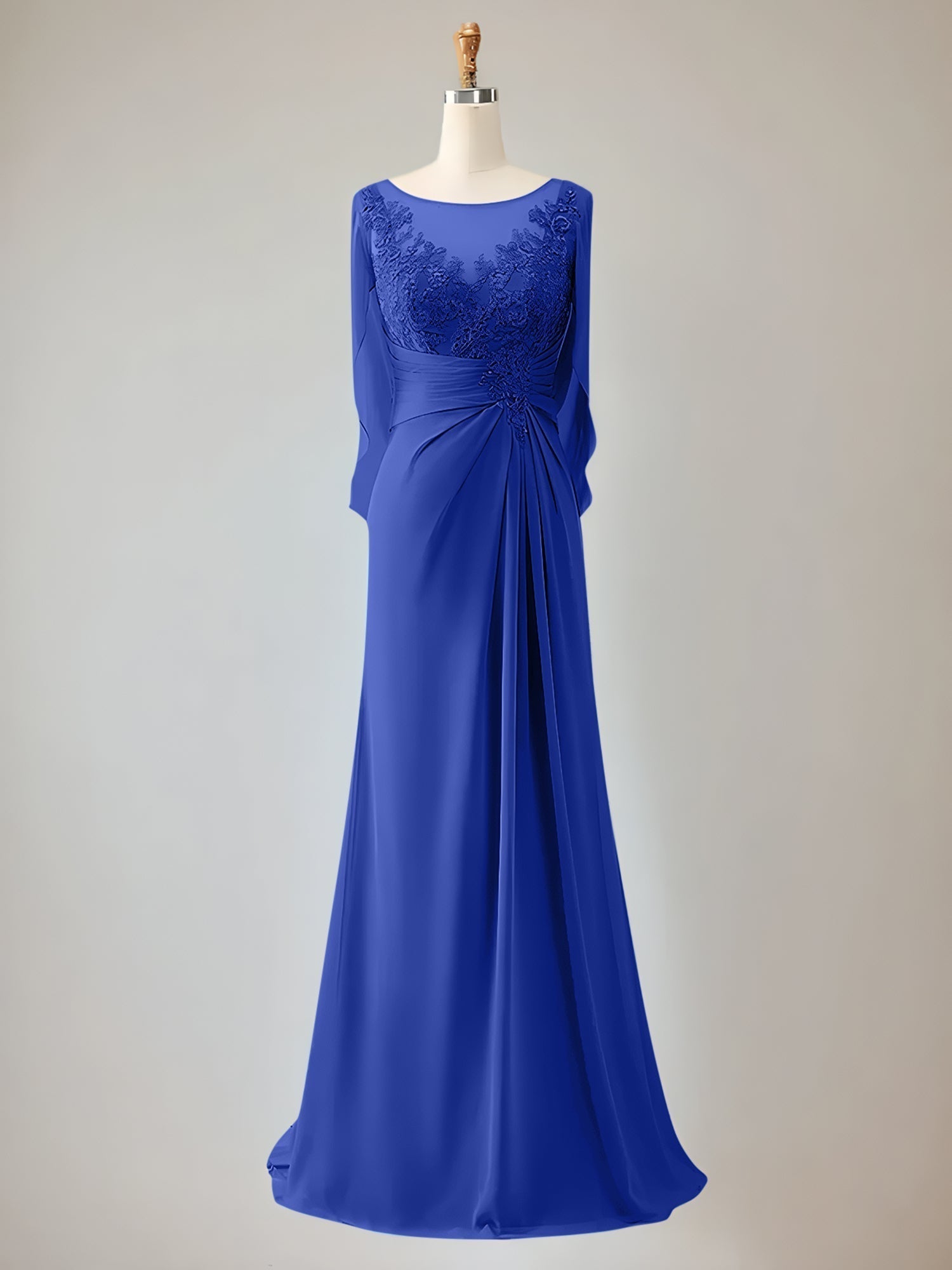 Trumpet/Mermaid Scoop Neck 1/2 Sleeve Chiffon Mother of the Bride Dress With Beadings