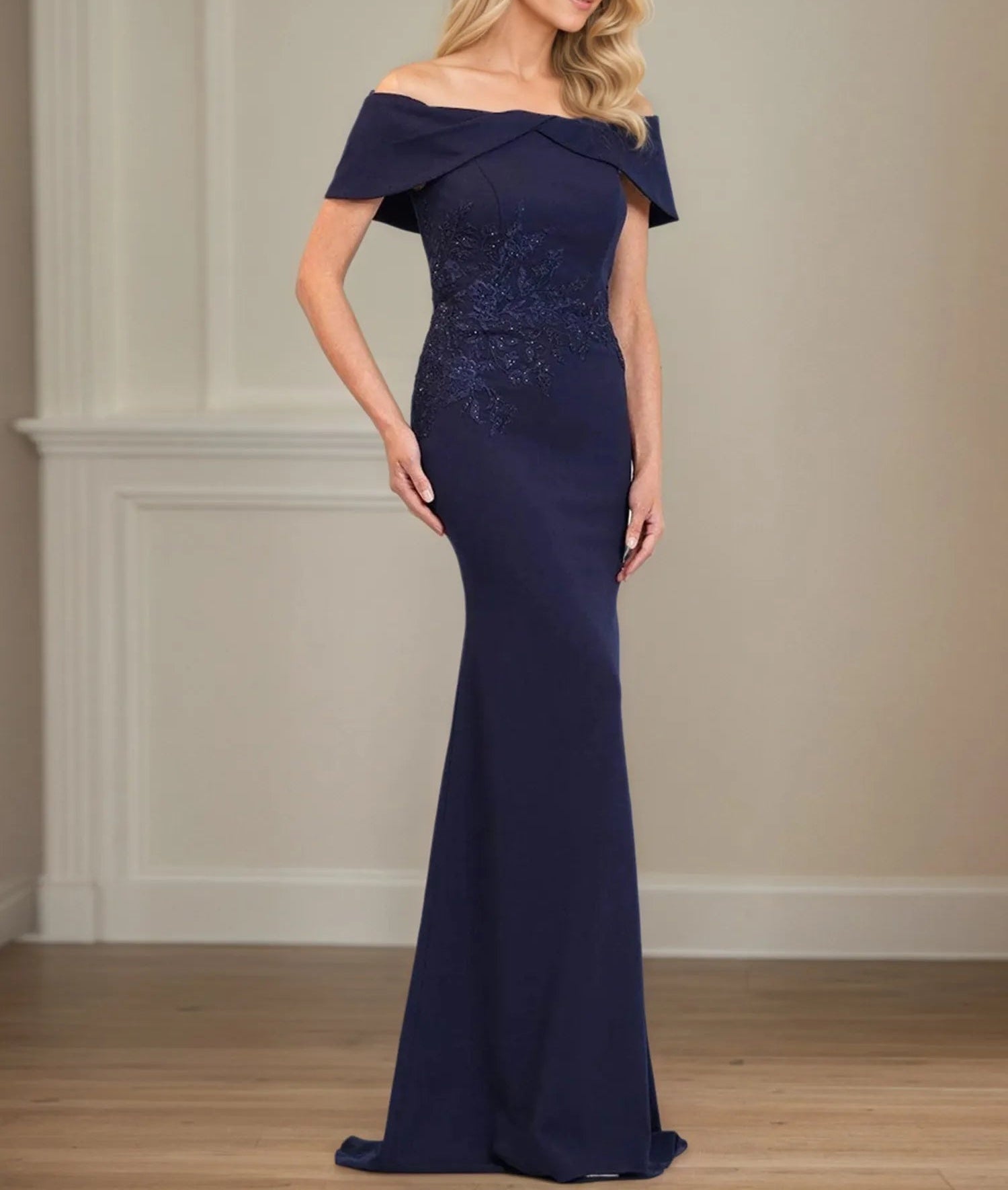 Trumpet/Mermaid Off the Shoulder Floor Length Stretch Crepe Mother Of the Bride Dress