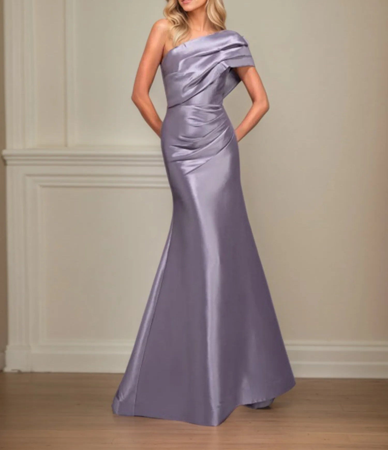 Trumpet/Mermaid One Shoulder Sleeveless Satin Mother of the Bride Dress With Ruched