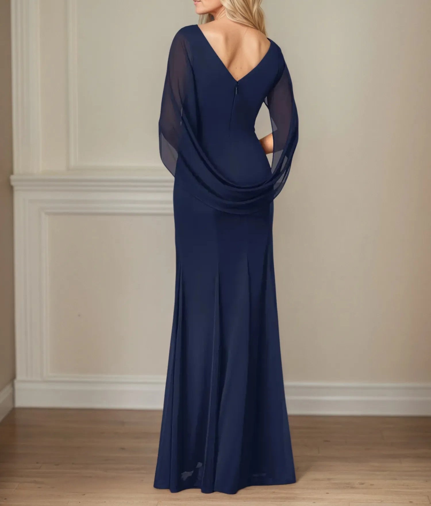Trumpet/Mermaid Scoop Neck Cap Sleeves Mesh Mother of the Bride Dress