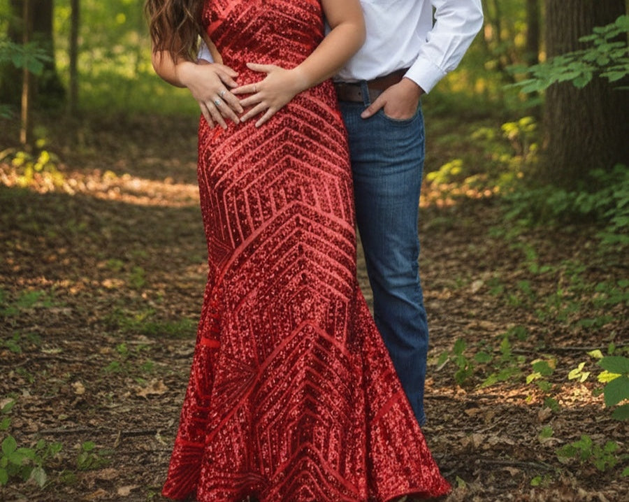Mermaid/Trumpet Bodycon One Shoulder Floor-Length Formal Prom Dresses with Sequin