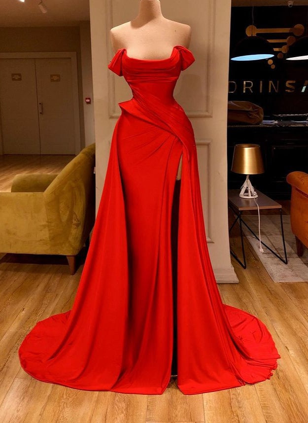 Sexy Red Off-the-Shoulder Long Prom Dress With Split Online