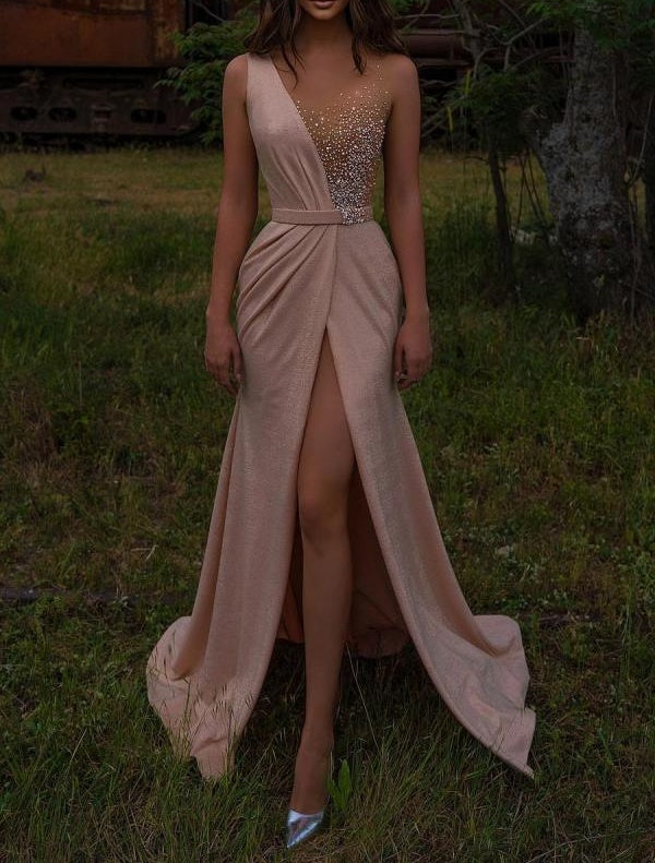 Beautiful Beadings Sleeveless Long Prom Dress With Split
