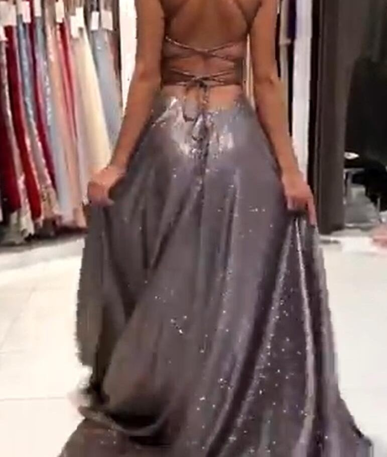 Stunning Spaghetti-Straps V-Neck Long Evening Prom Dress Online