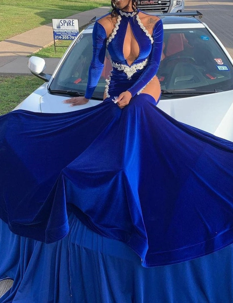 Sliver Beaded Open Back Sequin Mermaid Floor length Prom Dresses