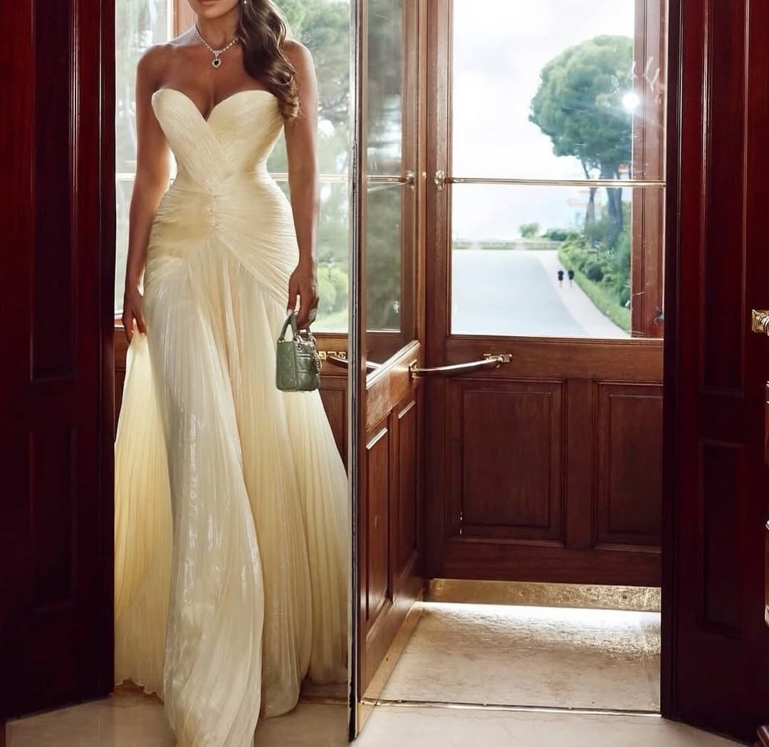 Gorgeous Daffodil Sweetheart Mermaid Prom Dress Long With Pleats On Sale