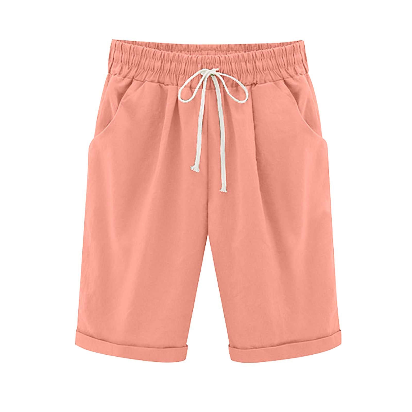 Ocevara Ocevara - Women's Elastic Waist Knee Length Casual Cotton Bermuda Shorts with Drawstring - image 15