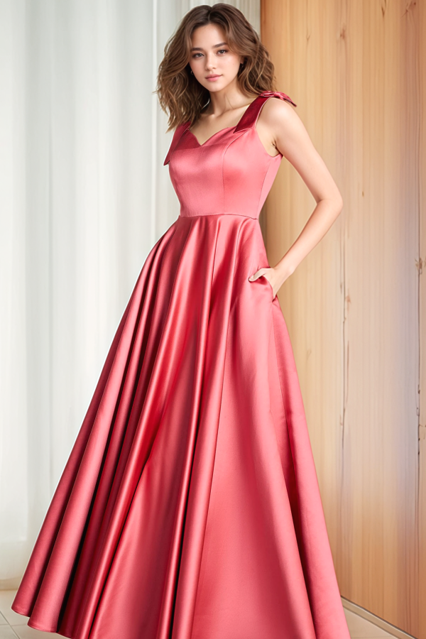 Chic & Modern A-Line V Neck Straps Sleeveless Party Prom Dresses Dress Back Zipper Floor Length Evening Dress Bridesmaids Dress
