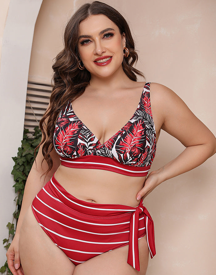 Ocevara Printed Stripe Plus Size Bikini - image 12