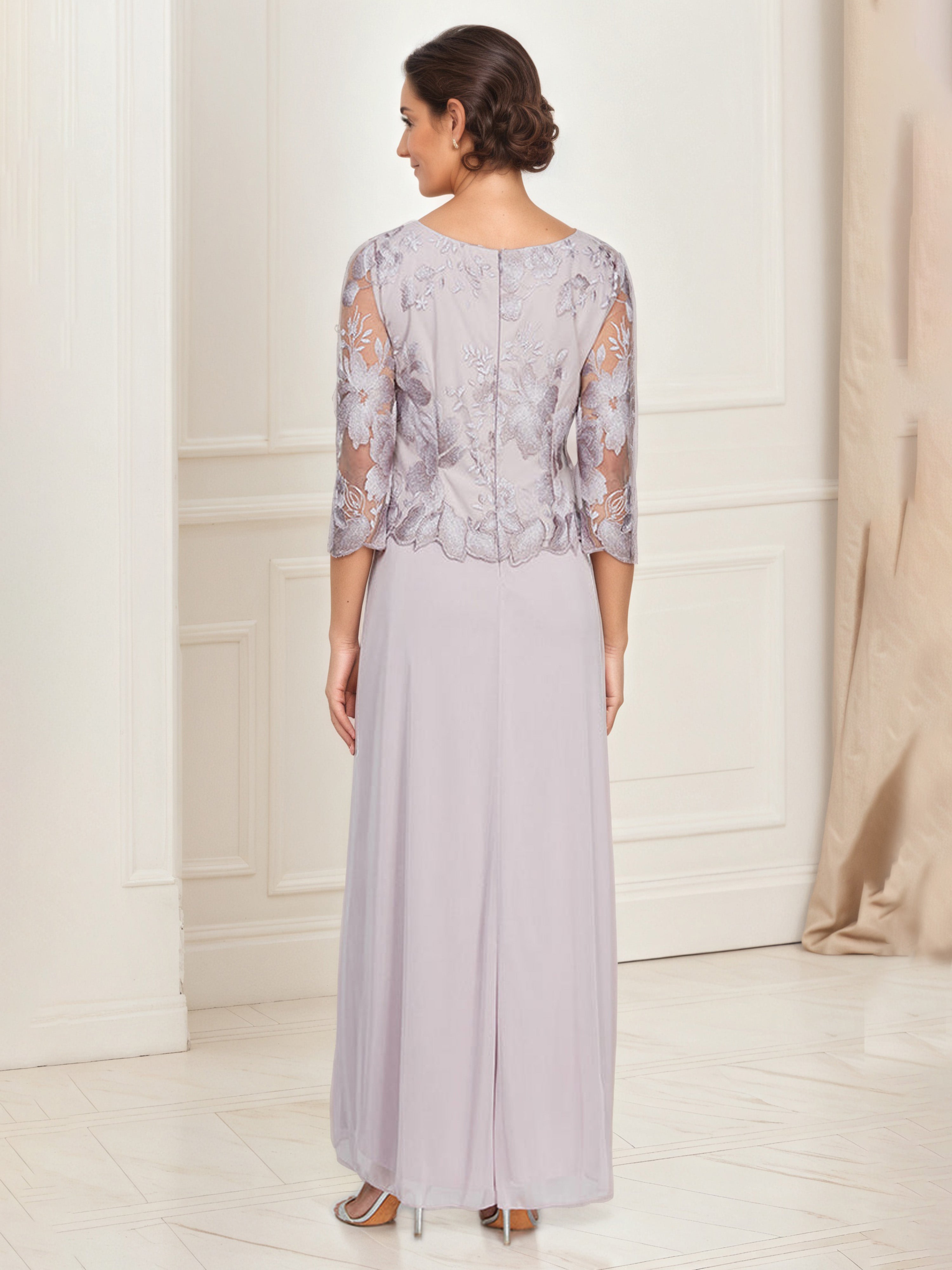 Wisteria A-Line Embroidered Tulle Long Mother Of The Bride Dress