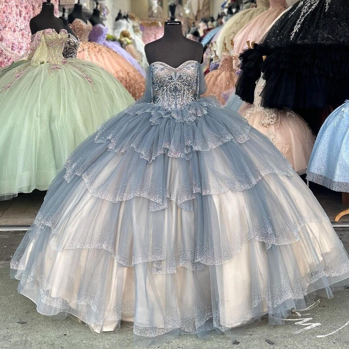 Gorgeous & Chic Ball Gown Off Shoulder Tiered Ruffles Princess Quinceanera Dress Evening Party Dress Ball Gown Birthday Party Dress for Sweet 16