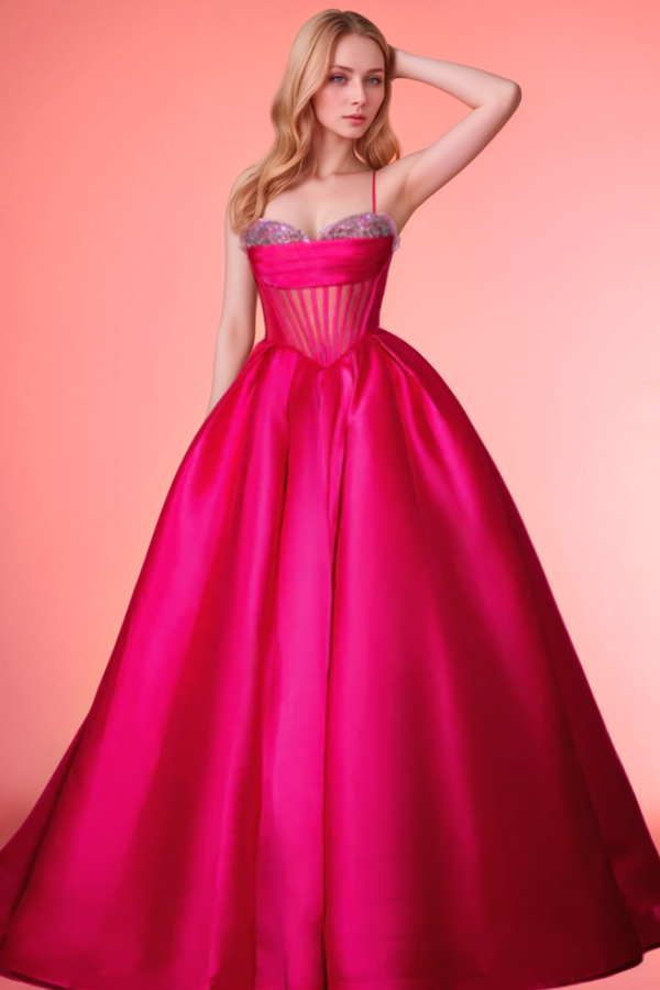 Simple & Casual A-Line Strapless Spaghetti Straps Sleeveless Prom Dresses Party Dress Sequins Pleated Evening Formal Gown