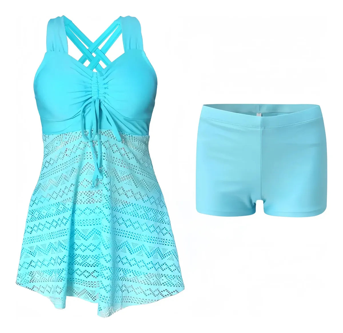 Solid Lace Backless Swimdress
