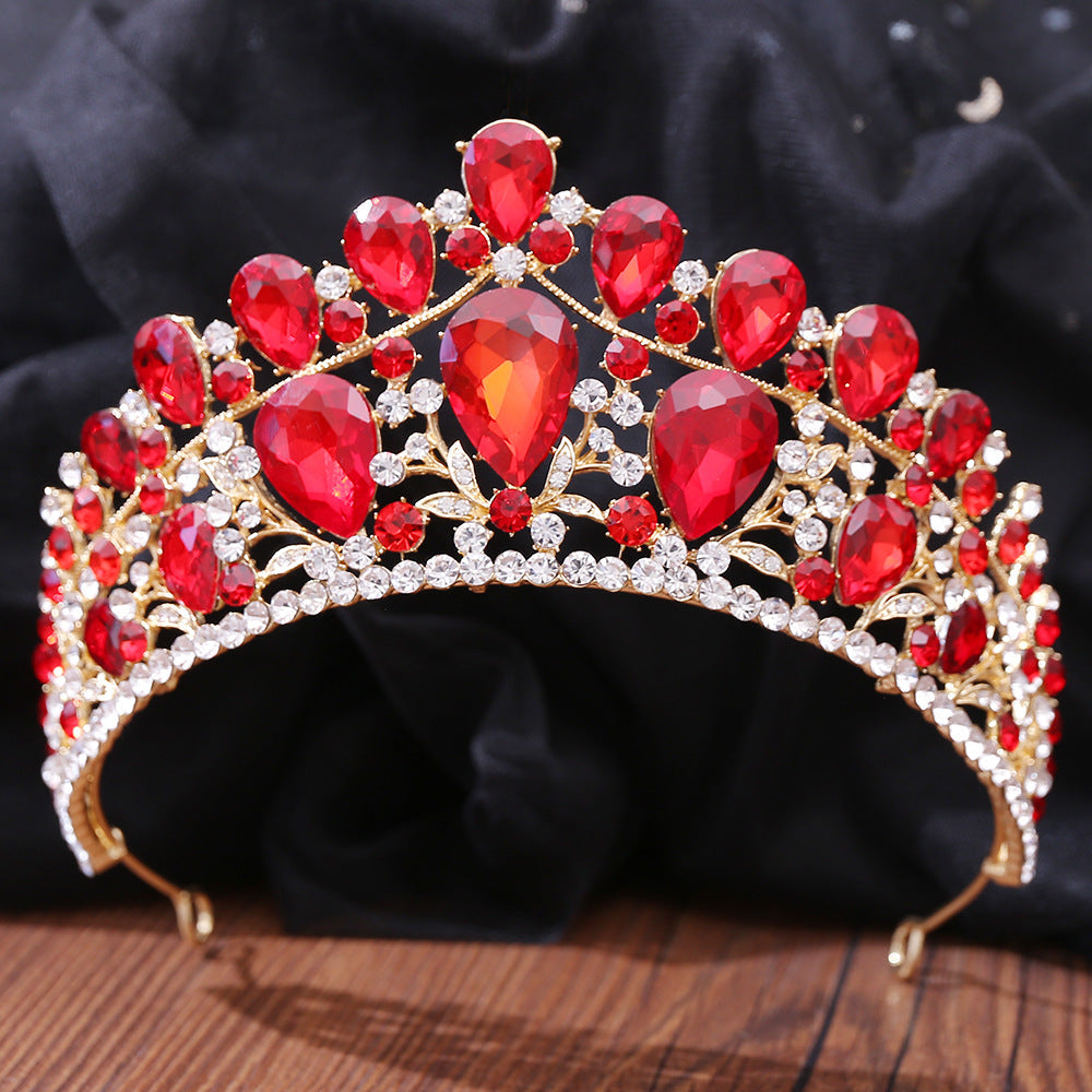 OMB1003 - Baroque Alloy Electroplated Crystal Crown Tiara Sweet 16th Birthday Party Headband Hair Accessories
