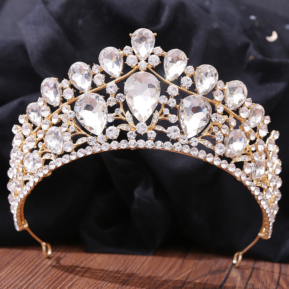 OMB1003 - Baroque Alloy Electroplated Crystal Crown Tiara Sweet 16th Birthday Party Headband Hair Accessories