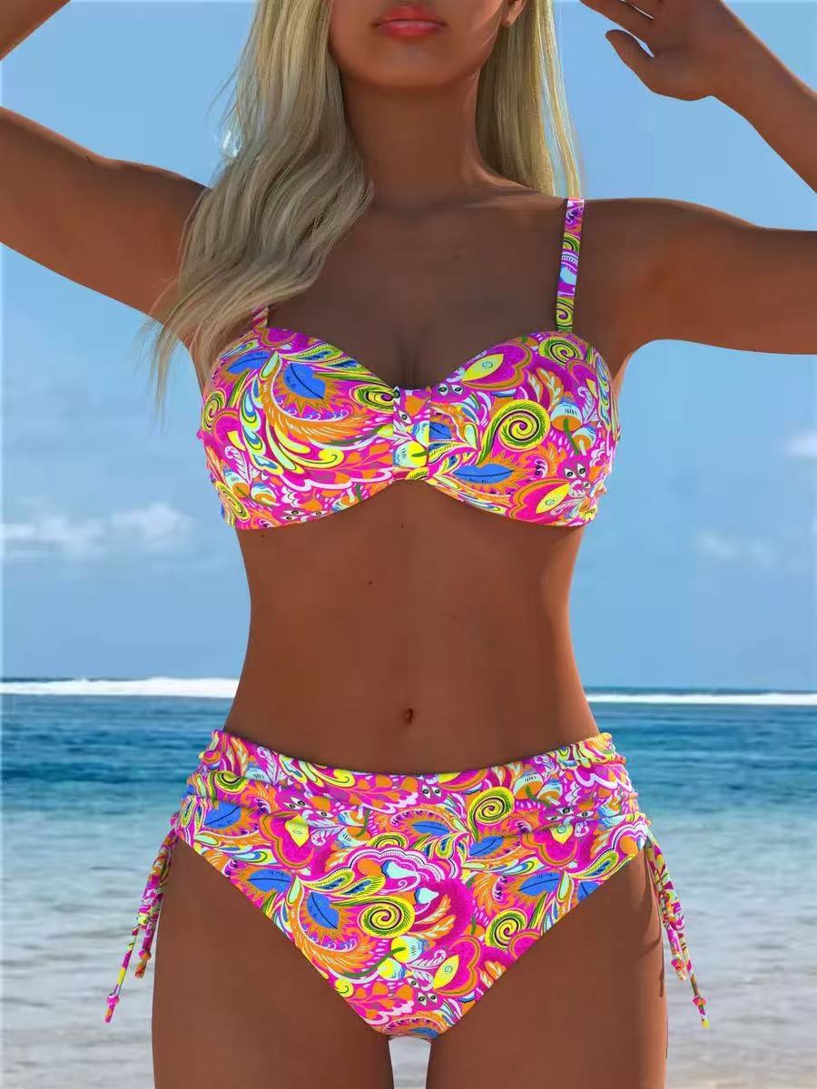 Ruched Underwire High-Waist Bikini Set